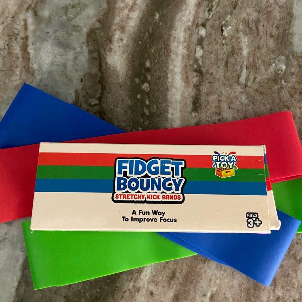 Fidget Bouncy Stretchy Kick Bands - Red, Blue, Green